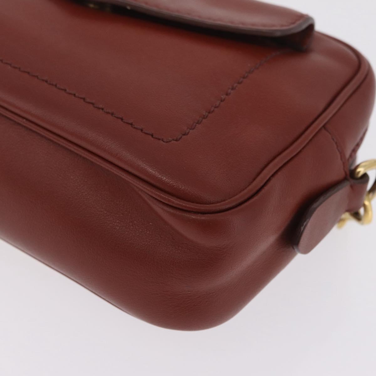 Miu Miu Chain Shoulder Bag Leather Brown Gold Auth 210262A
