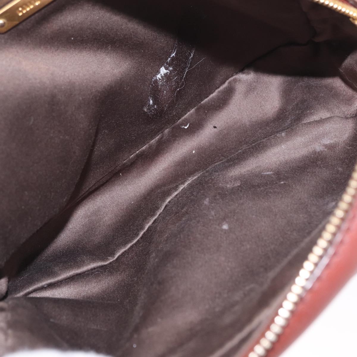 Miu Miu Chain Shoulder Bag Leather Brown Gold Auth 210262A