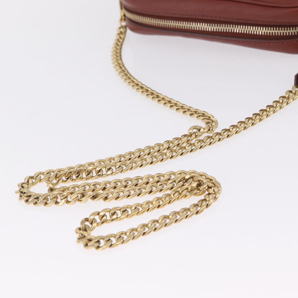 Miu Miu Chain Shoulder Bag Leather Brown Gold Auth 210262A
