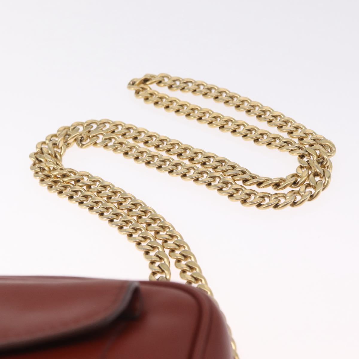 Miu Miu Chain Shoulder Bag Leather Brown Gold Auth 210262A