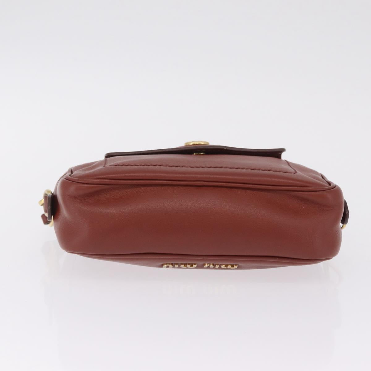 Miu Miu Chain Shoulder Bag Leather Brown Gold Auth 210262A