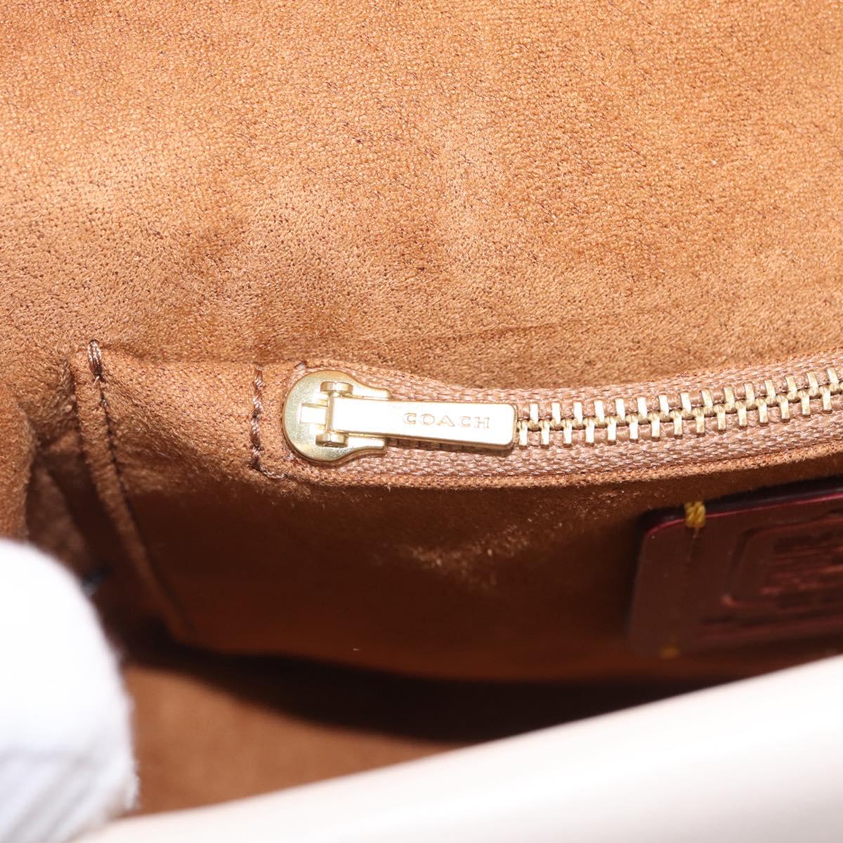 Coach Mickey Chain Shoulder Bag Leather Red Gold Auth 210264V