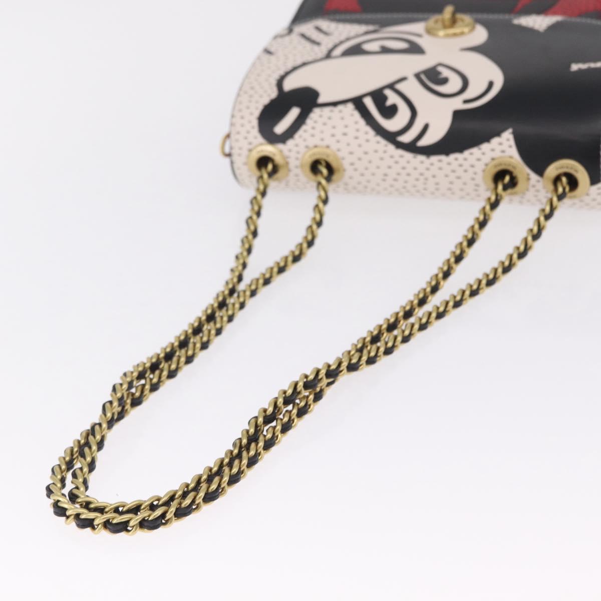 Coach Mickey Chain Shoulder Bag Leather Red Gold Auth 210264V