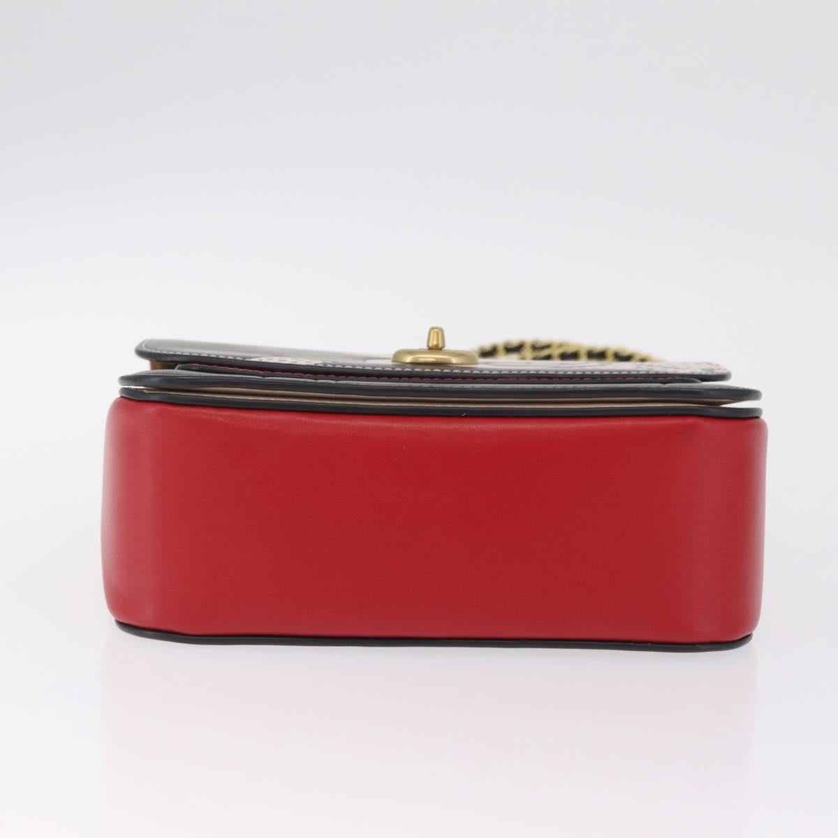 Coach Mickey Chain Shoulder Bag Leather Red Gold Auth 210264V