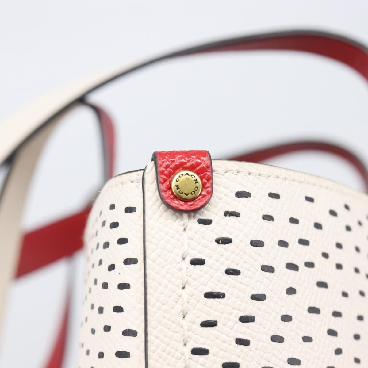 Coach Mickey Tote Bag Leather White Auth 210265V