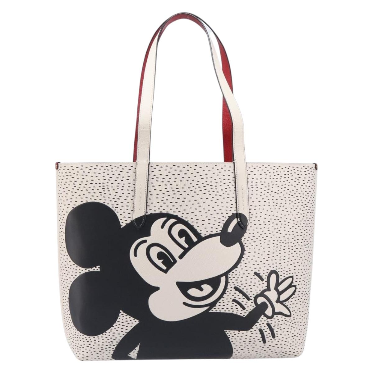Coach Mickey Tote Bag Leather White Auth 210265V