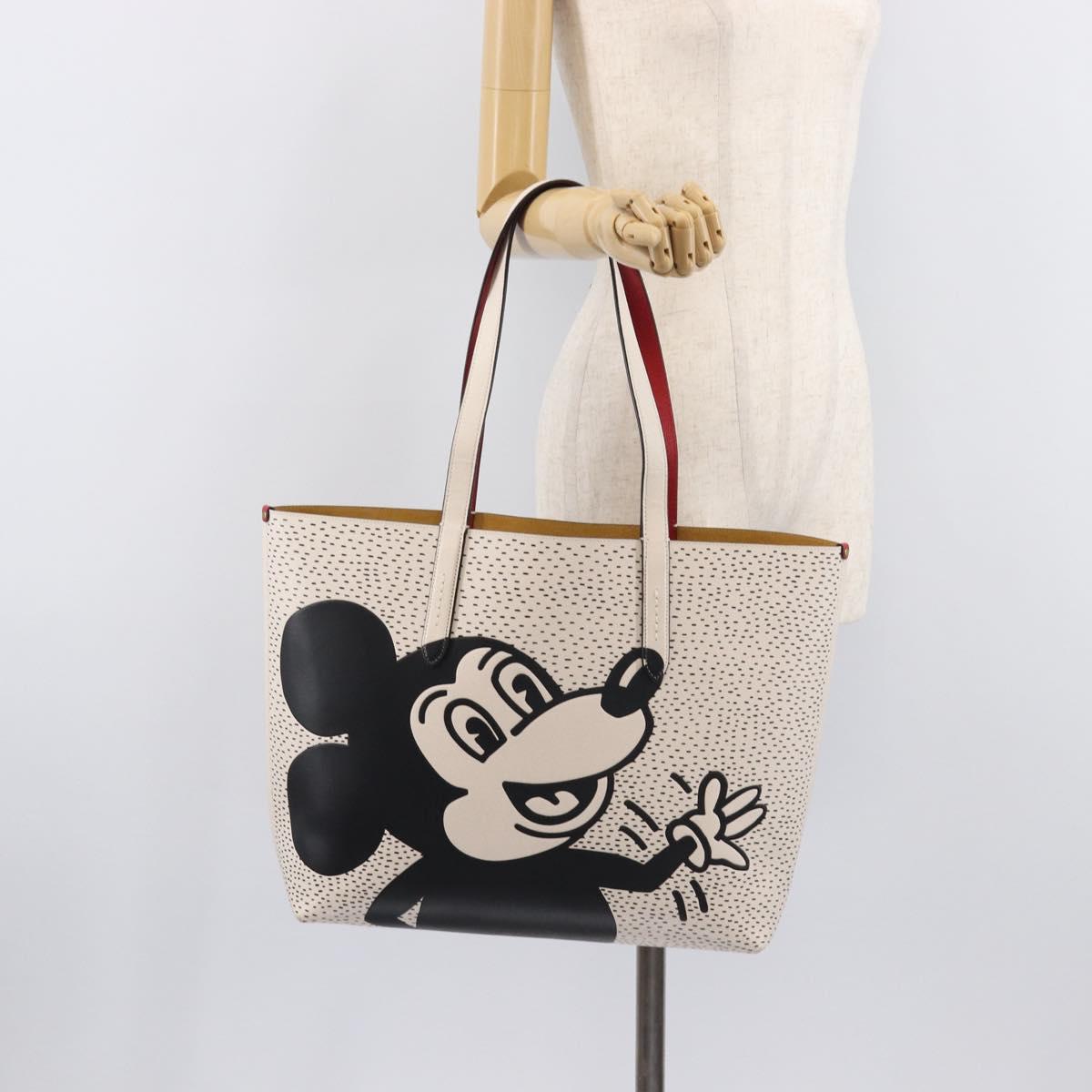 Coach Mickey Tote Bag Leather White Auth 210265V