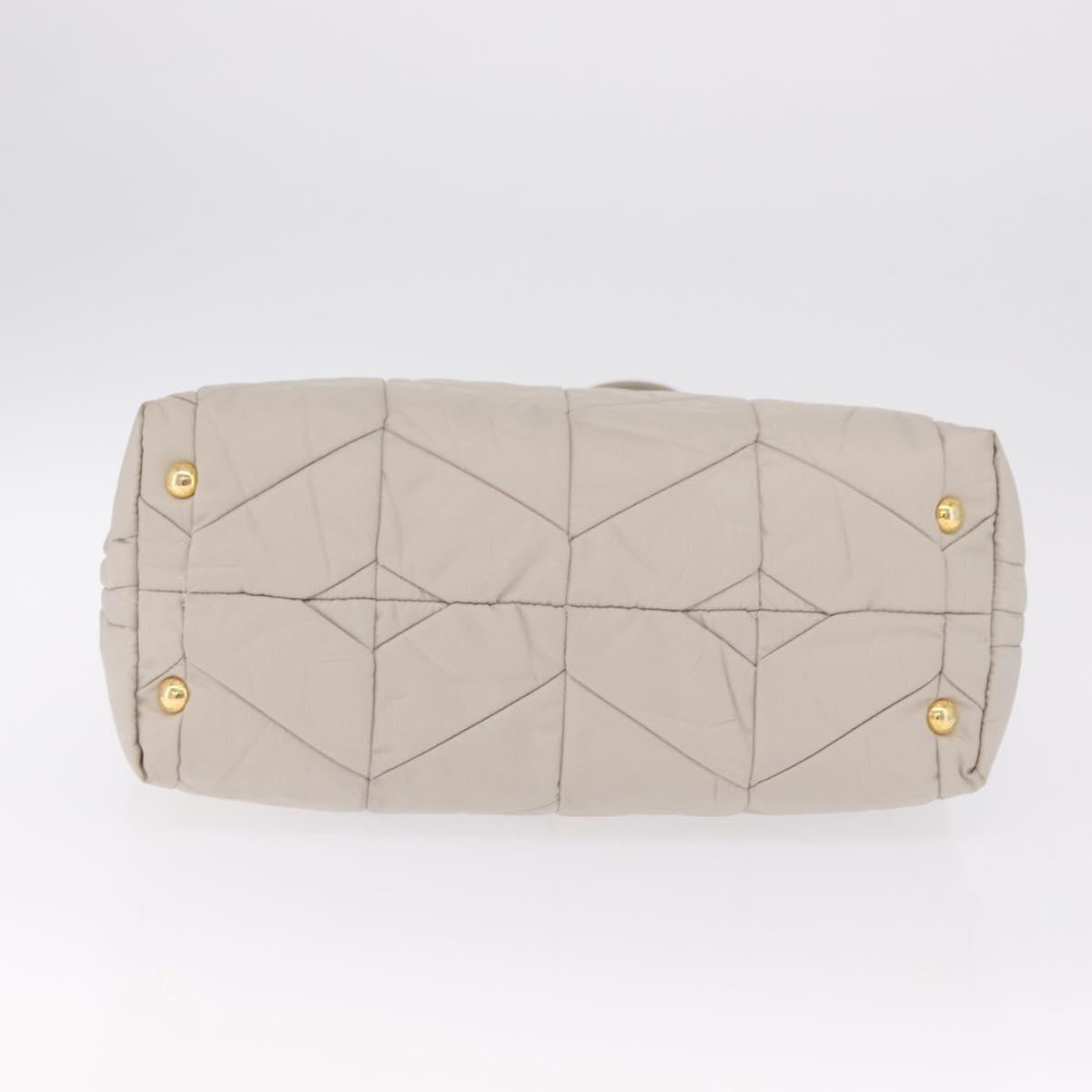 PRADA Chain Tote Bag Nylon Ivory Gold Auth 210277V