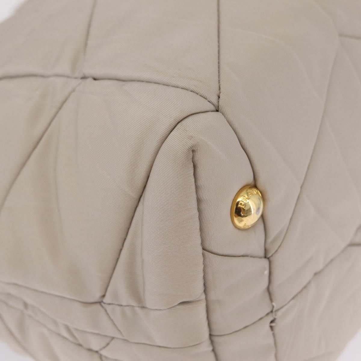 PRADA Chain Tote Bag Nylon Ivory Gold Auth 210277V