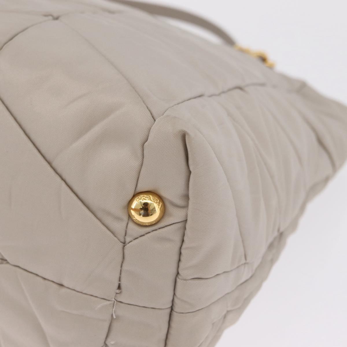 PRADA Chain Tote Bag Nylon Ivory Gold Auth 210277V