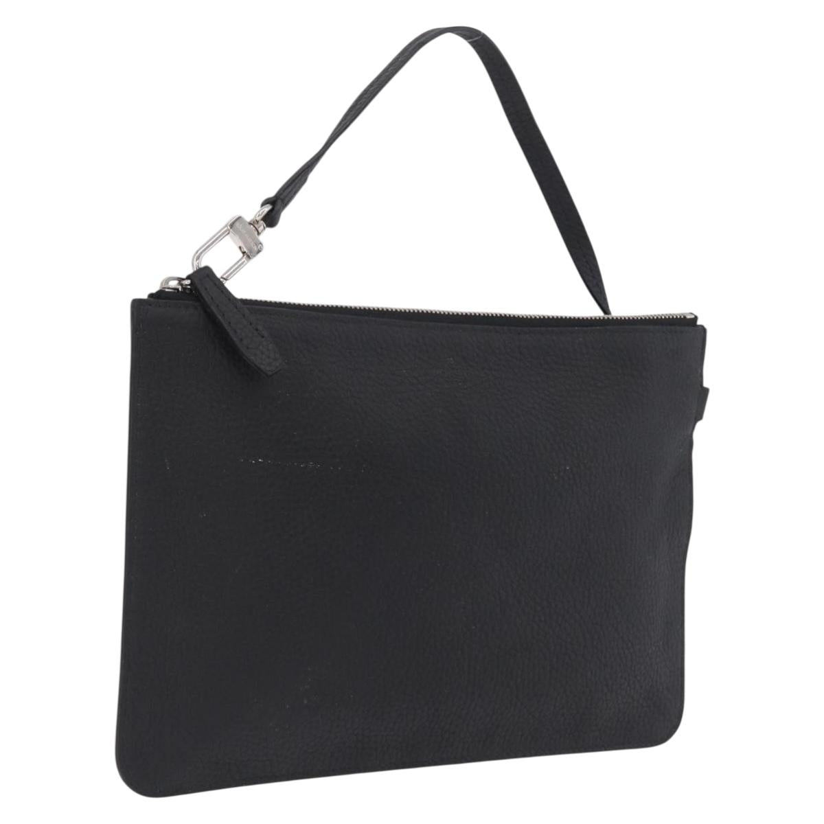 LOUIS VUITTON Cabalite Pouch Leather Black Silver LV Auth 210280A