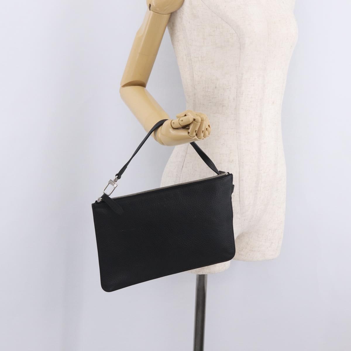 LOUIS VUITTON Cabalite Pouch Leather Black Silver LV Auth 210280A