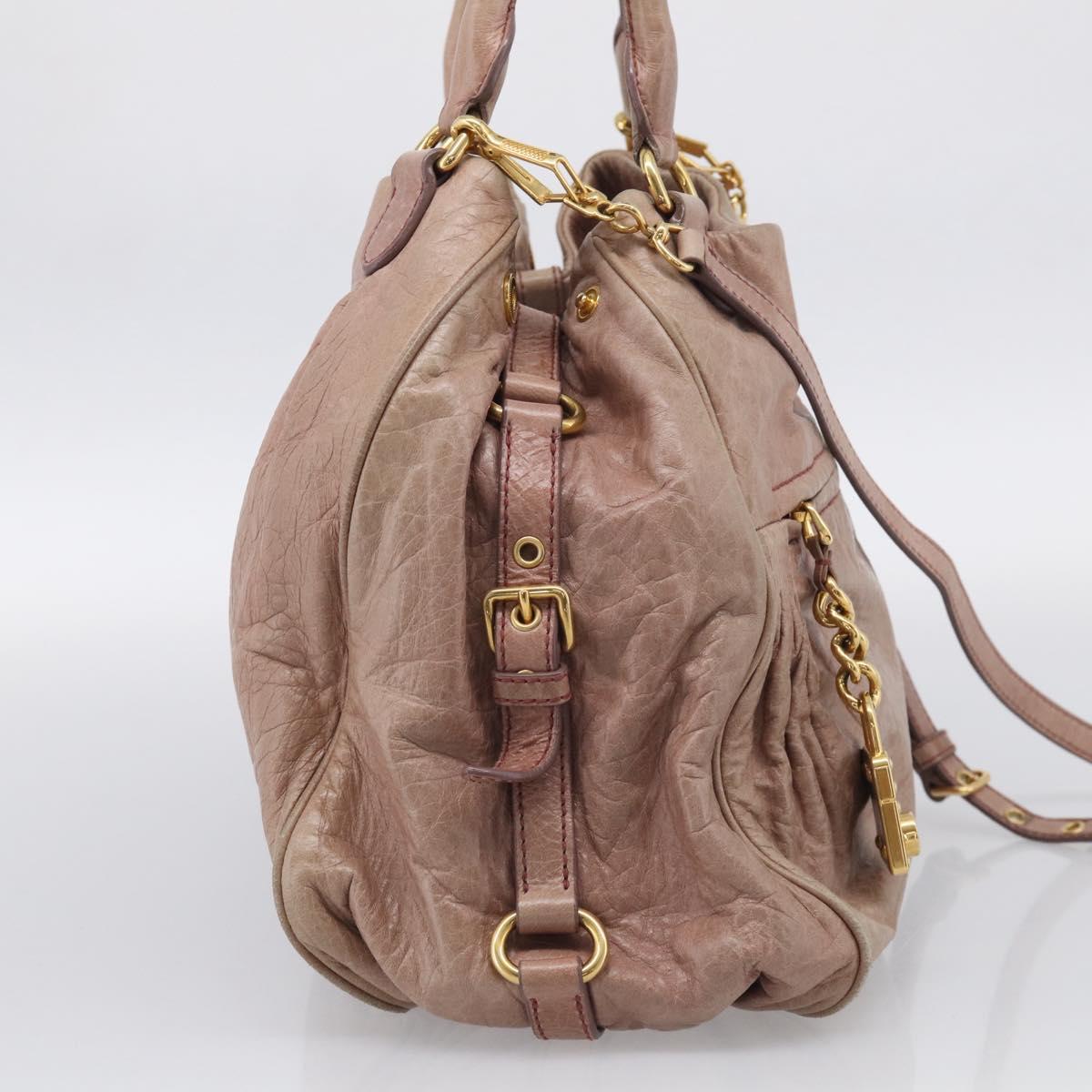 Miu Miu Matelasse Hand Bag Vitellolux 2way Pink Gold Auth 210286A