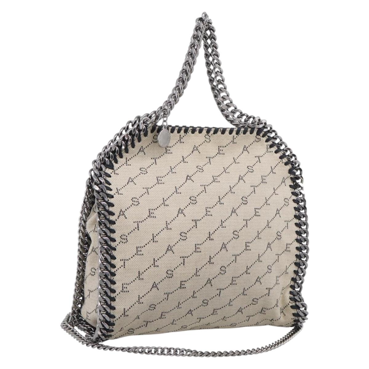 Stella McCartney Chain Falabella Bag Canvas Beige Silver 371223 Auth 210289A