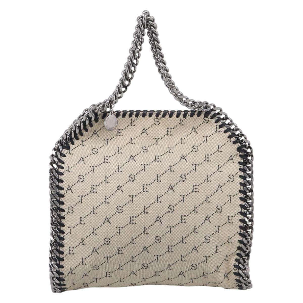 Stella McCartney Chain Falabella Bag Canvas Beige Silver 371223 Auth 210289A