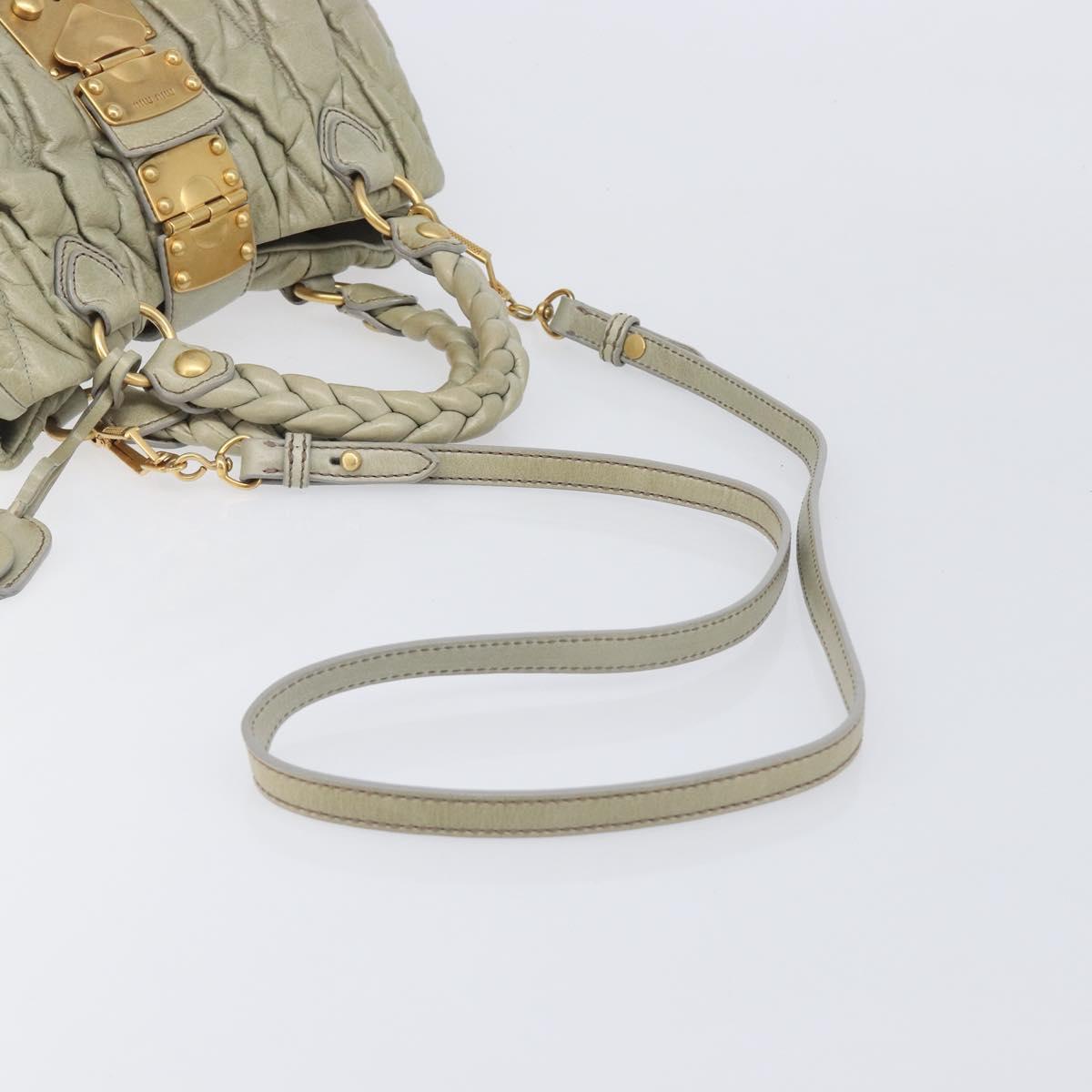Miu Miu Matelasse Hand Bag Vitellolux 2way Beige Gold Auth 210290A