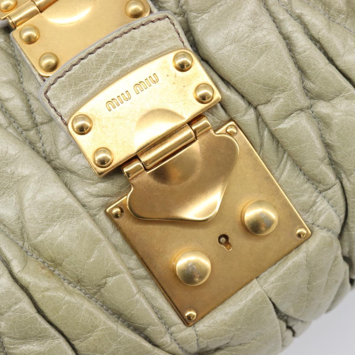 Miu Miu Matelasse Hand Bag Vitellolux 2way Beige Gold Auth 210290A
