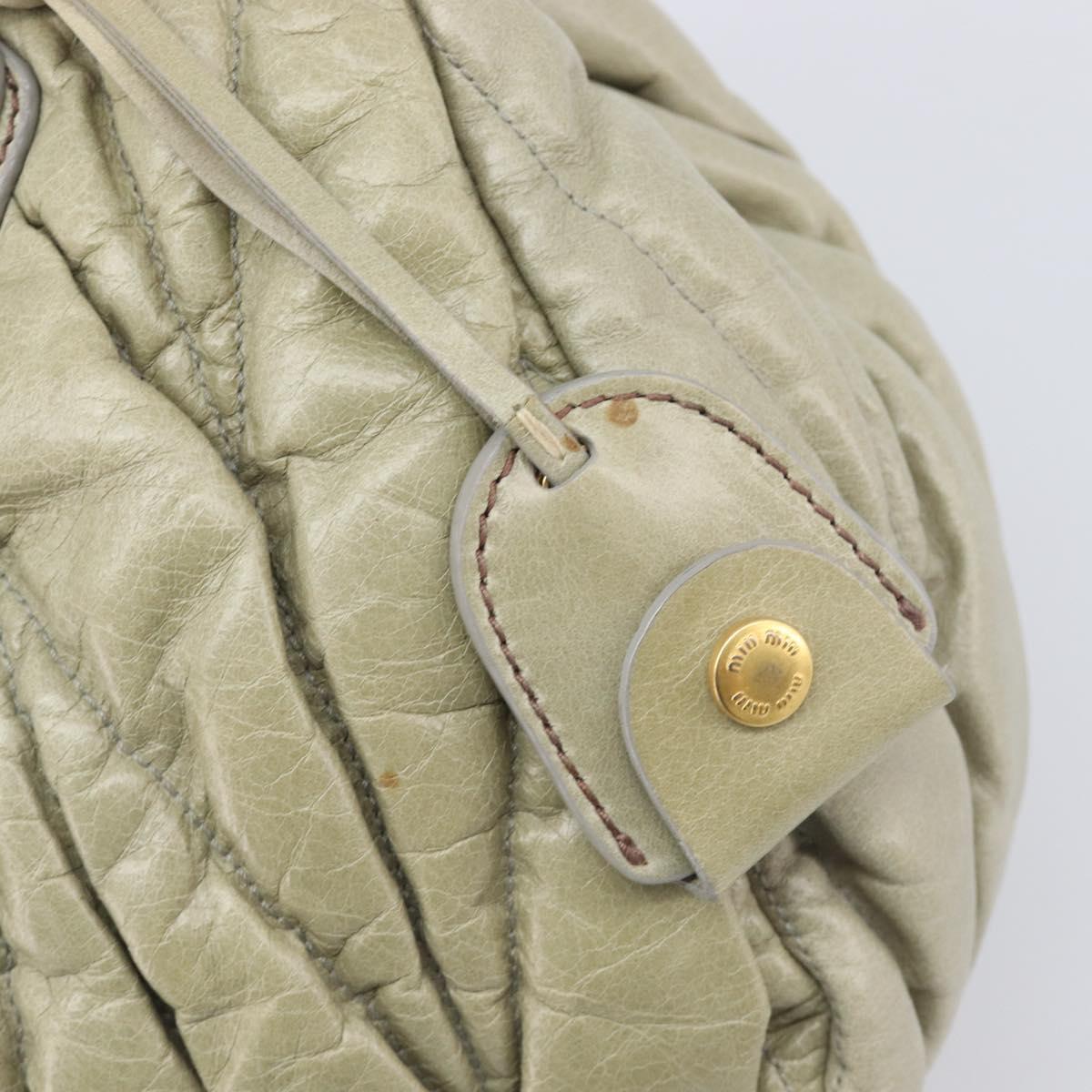 Miu Miu Matelasse Hand Bag Vitellolux 2way Beige Gold Auth 210290A