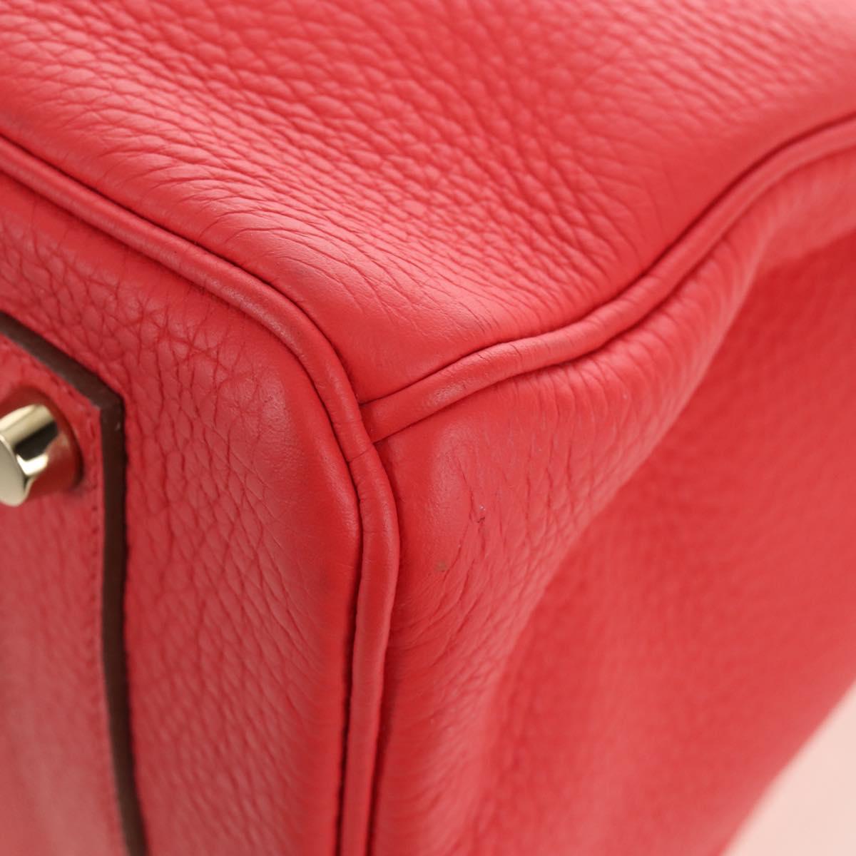 HERMES Birkin 35 Hand Bag Taurillon ClemenceLeather Red Gold Auth 210295SM