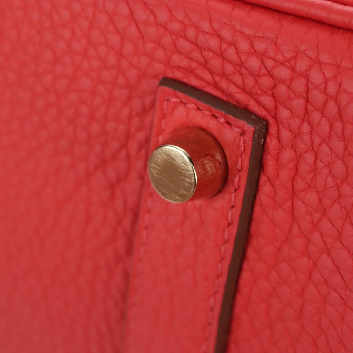 HERMES Birkin 35 Hand Bag Taurillon ClemenceLeather Red Gold Auth 210295SM