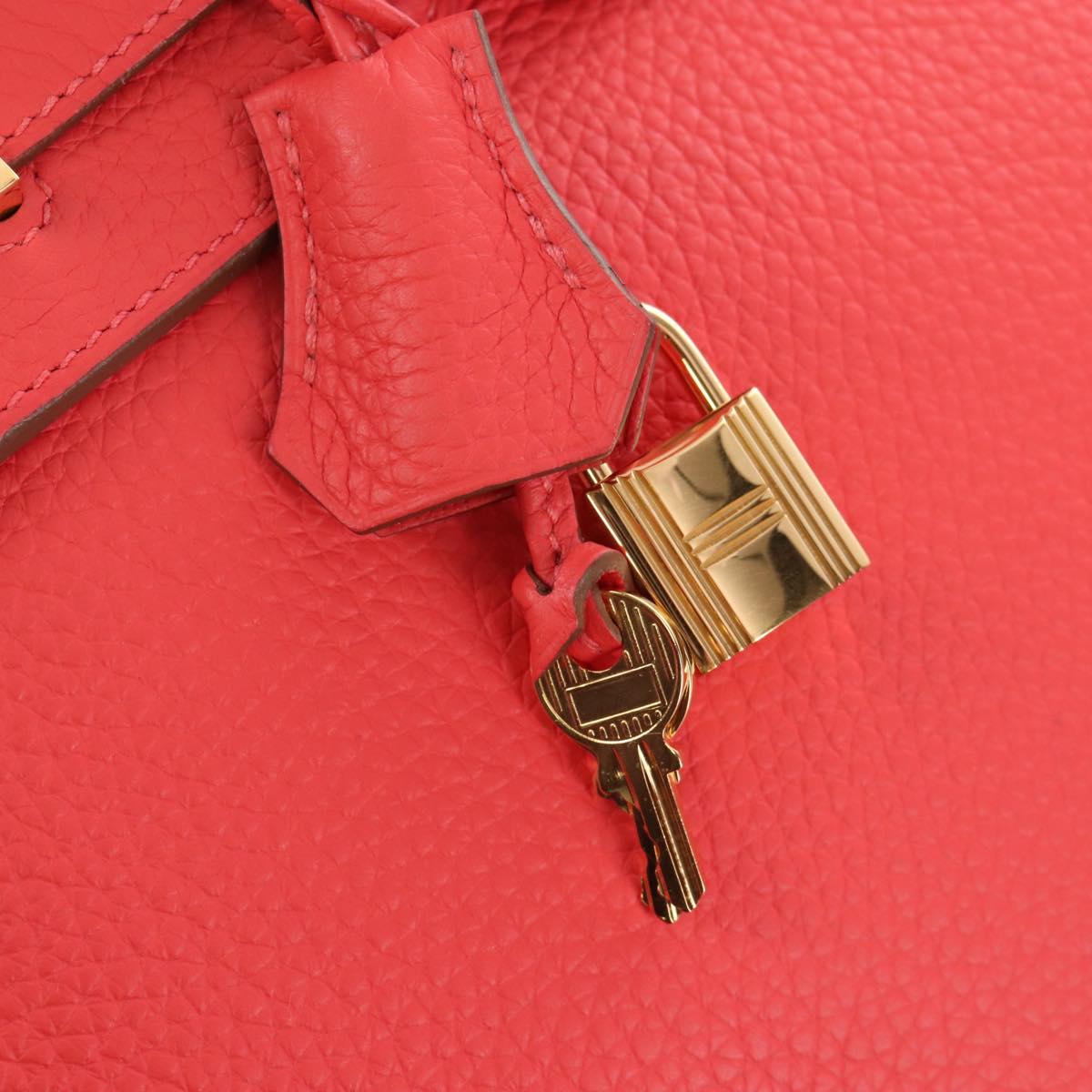 HERMES Birkin 35 Hand Bag Taurillon ClemenceLeather Red Gold Auth 210295SM