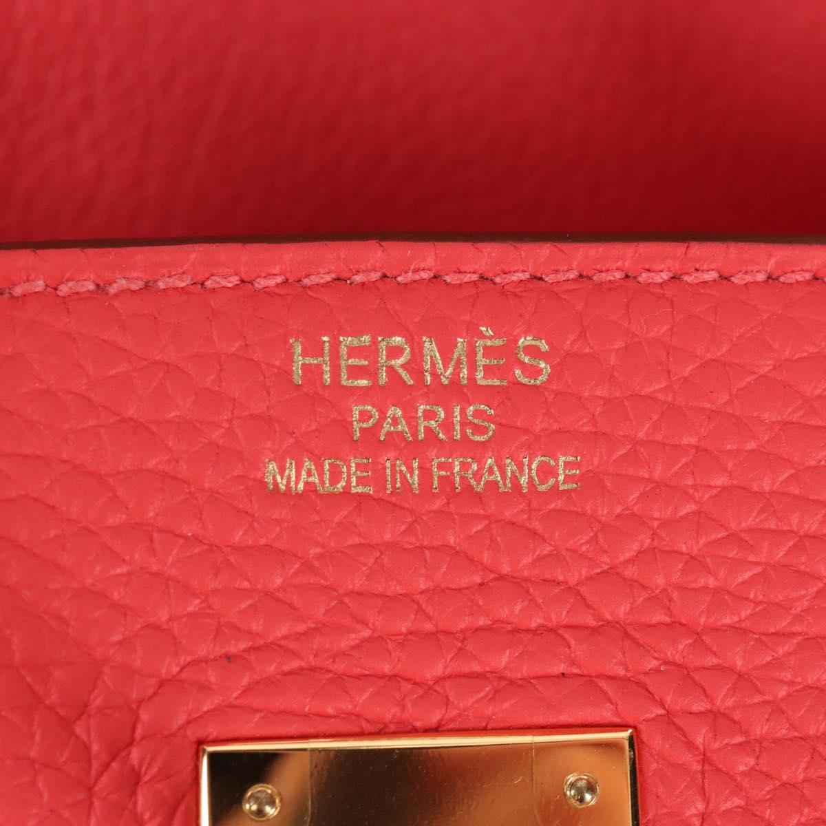 HERMES Birkin 35 Hand Bag Taurillon ClemenceLeather Red Gold Auth 210295SM
