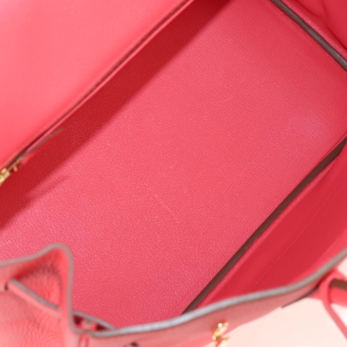 HERMES Birkin 35 Hand Bag Taurillon ClemenceLeather Red Gold Auth 210295SM