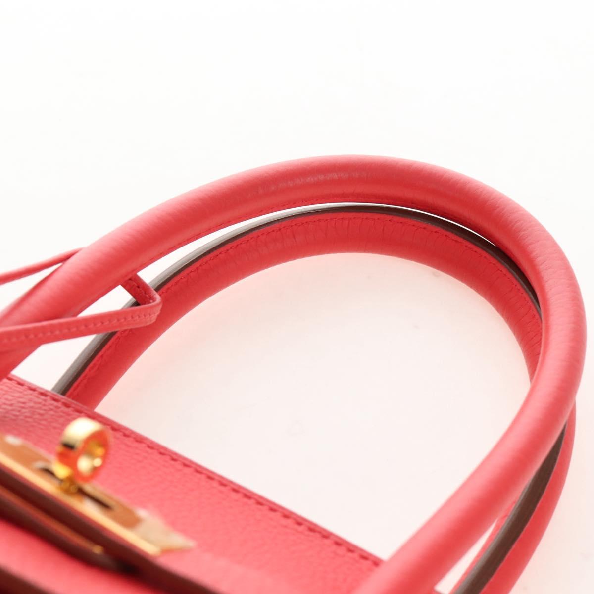 HERMES Birkin 35 Hand Bag Taurillon ClemenceLeather Red Gold Auth 210295SM
