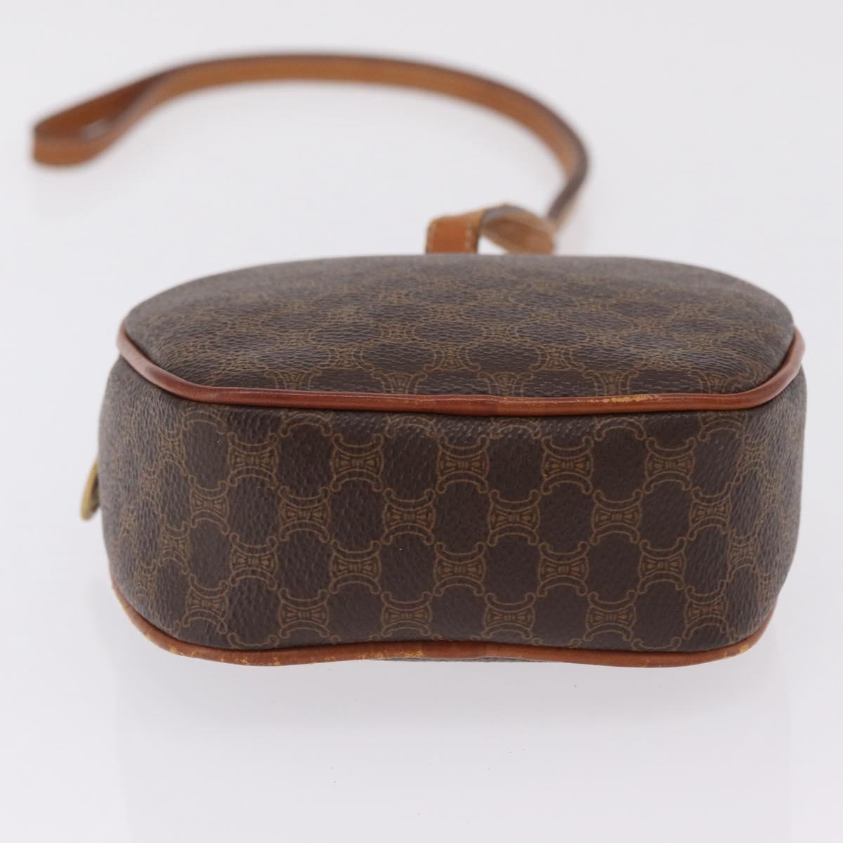 CELINE Macadam Canvas Circle Shoulder Bag PVC Leather Brown Gold Auth 210297