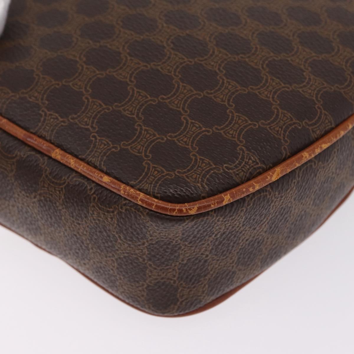 CELINE Macadam Canvas Circle Shoulder Bag PVC Leather Brown Gold Auth 210297