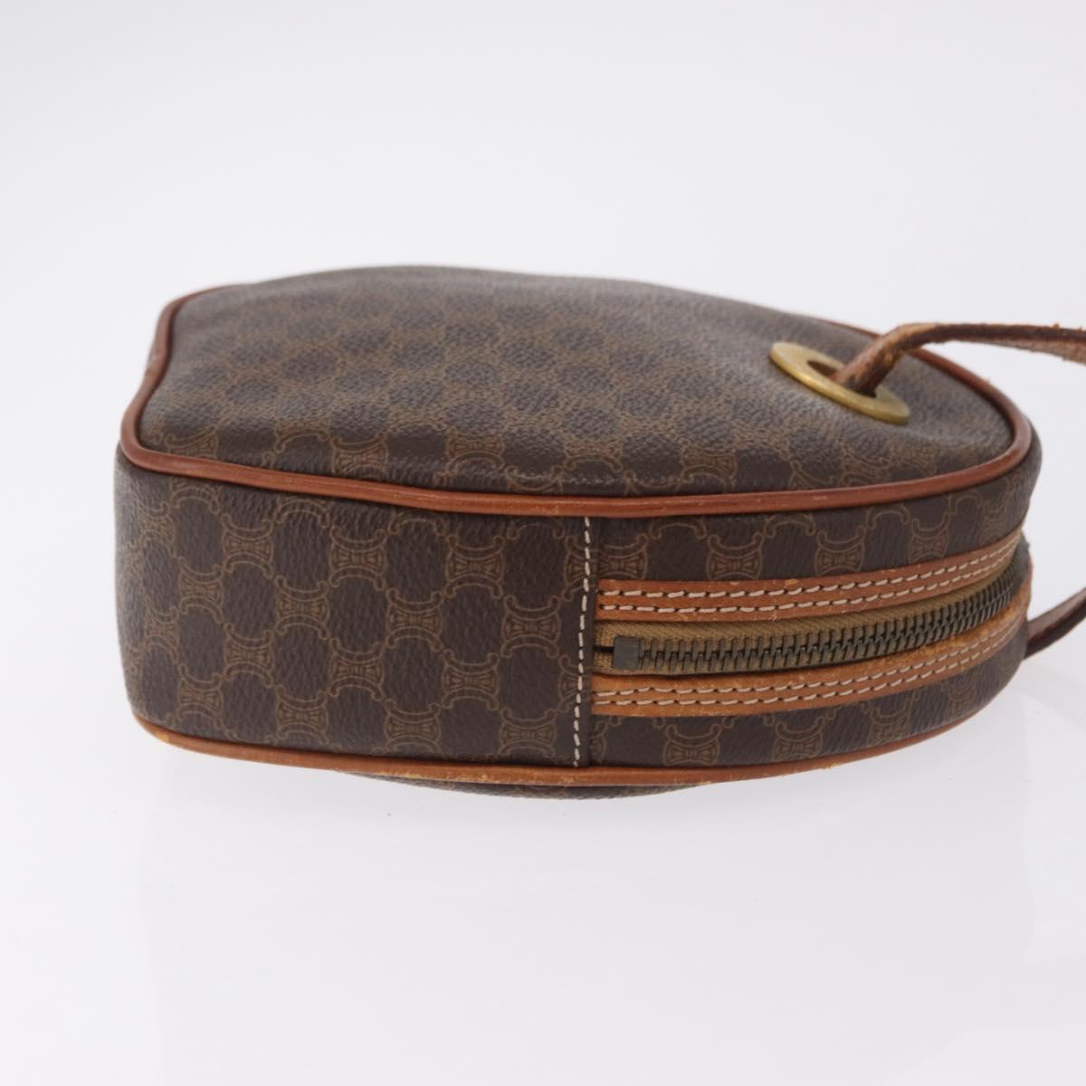 CELINE Macadam Canvas Circle Shoulder Bag PVC Leather Brown Gold Auth 210297
