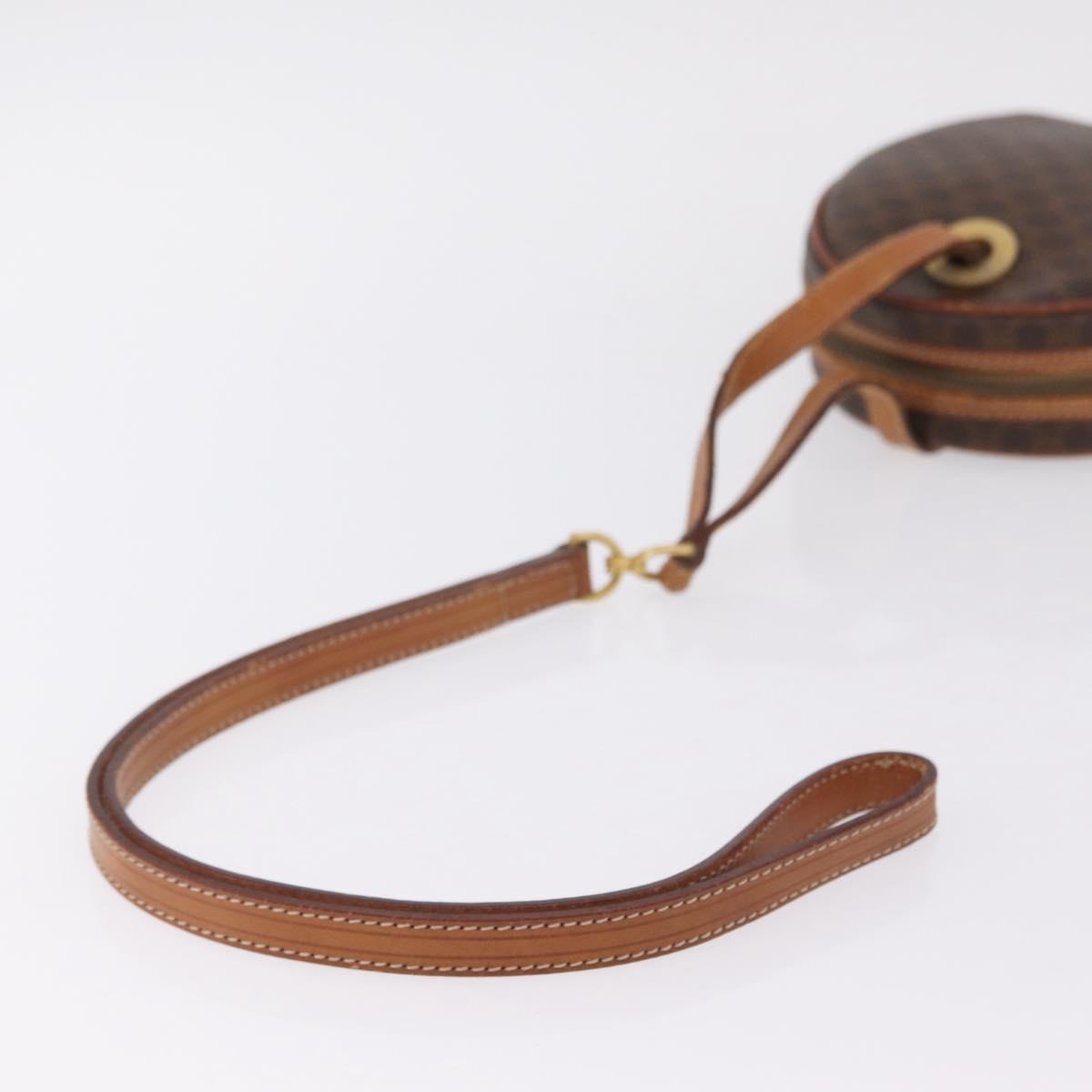 CELINE Macadam Canvas Circle Shoulder Bag PVC Leather Brown Gold Auth 210297