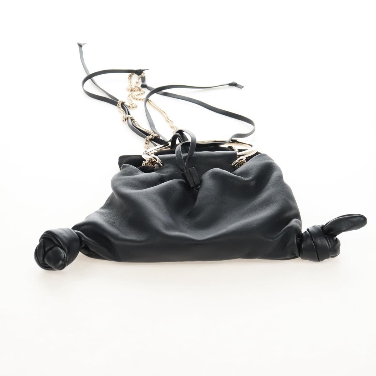 Chloe Chain Arlene Shoulder Bag Leather 2way Black Gold Auth 210301V