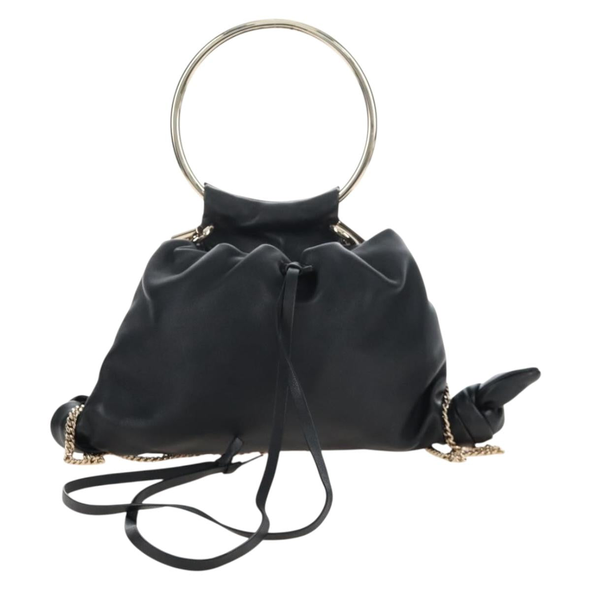 Chloe Chain Arlene Shoulder Bag Leather 2way Black Gold Auth 210301V