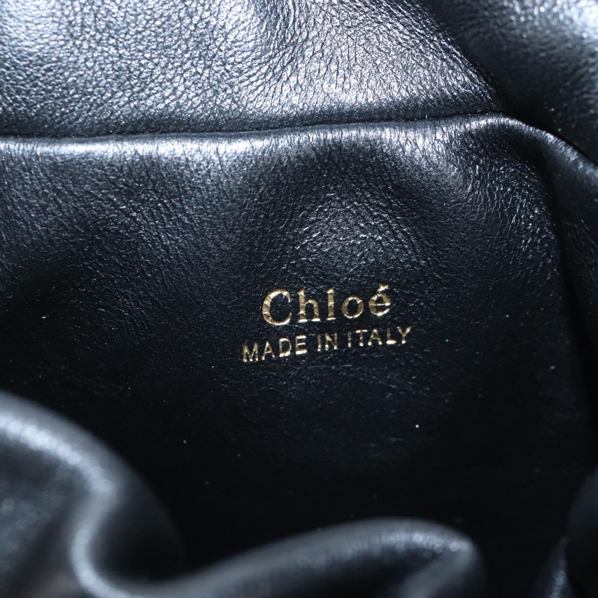 Chloe Chain Arlene Shoulder Bag Leather 2way Black Gold Auth 210301V