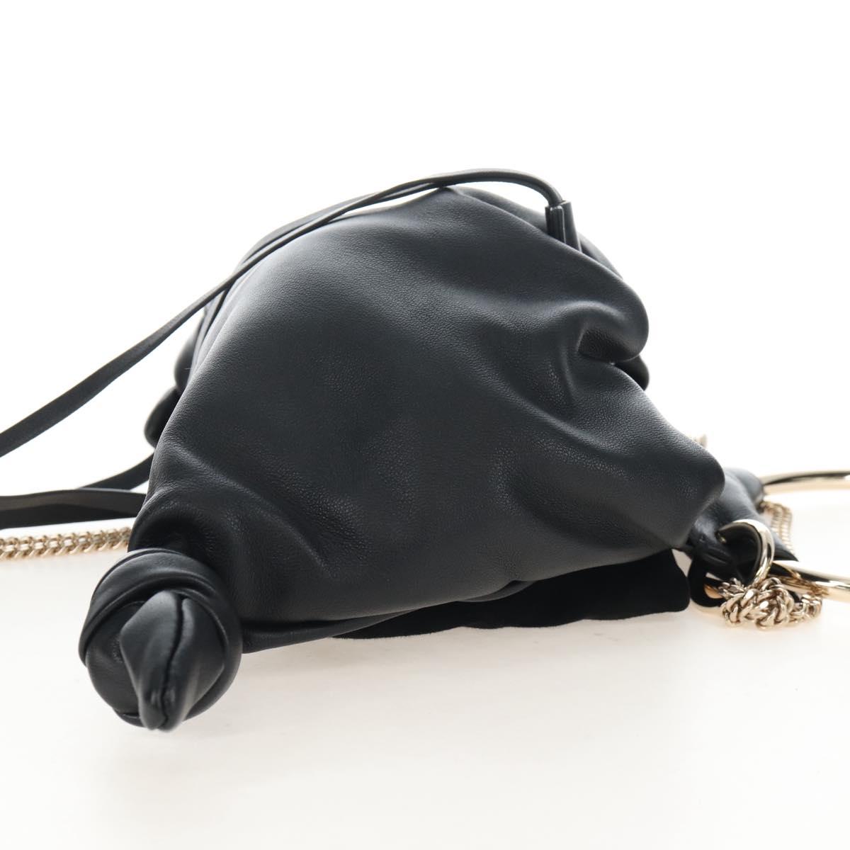 Chloe Chain Arlene Shoulder Bag Leather 2way Black Gold Auth 210301V