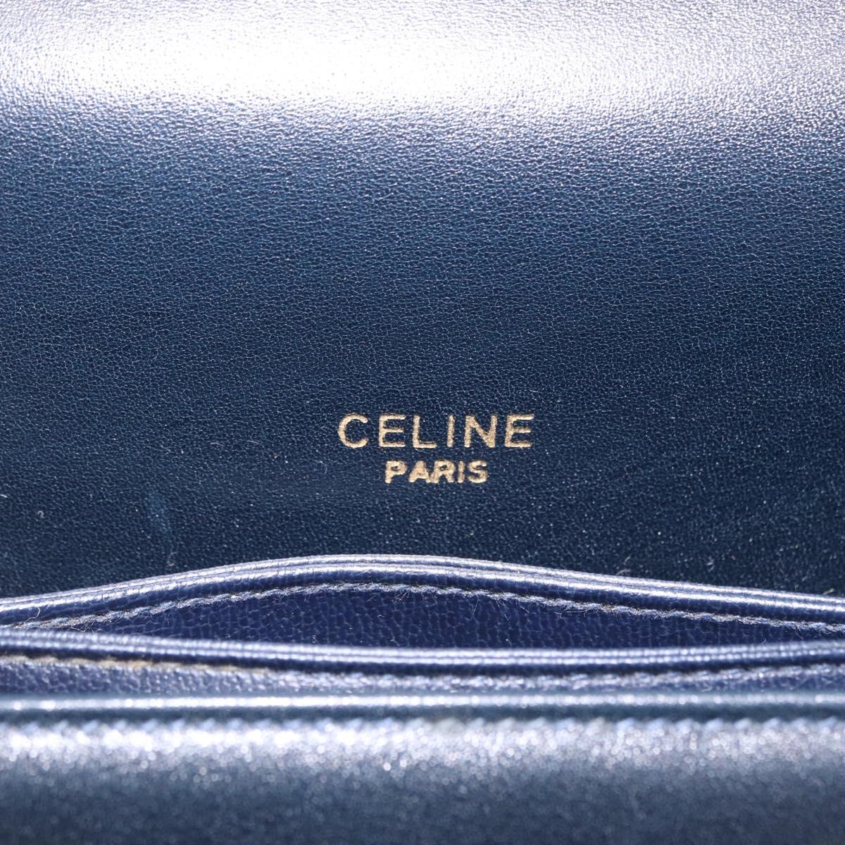 CELINE C saluki Shoulder Bag Canvas Navy Gold Auth 210302