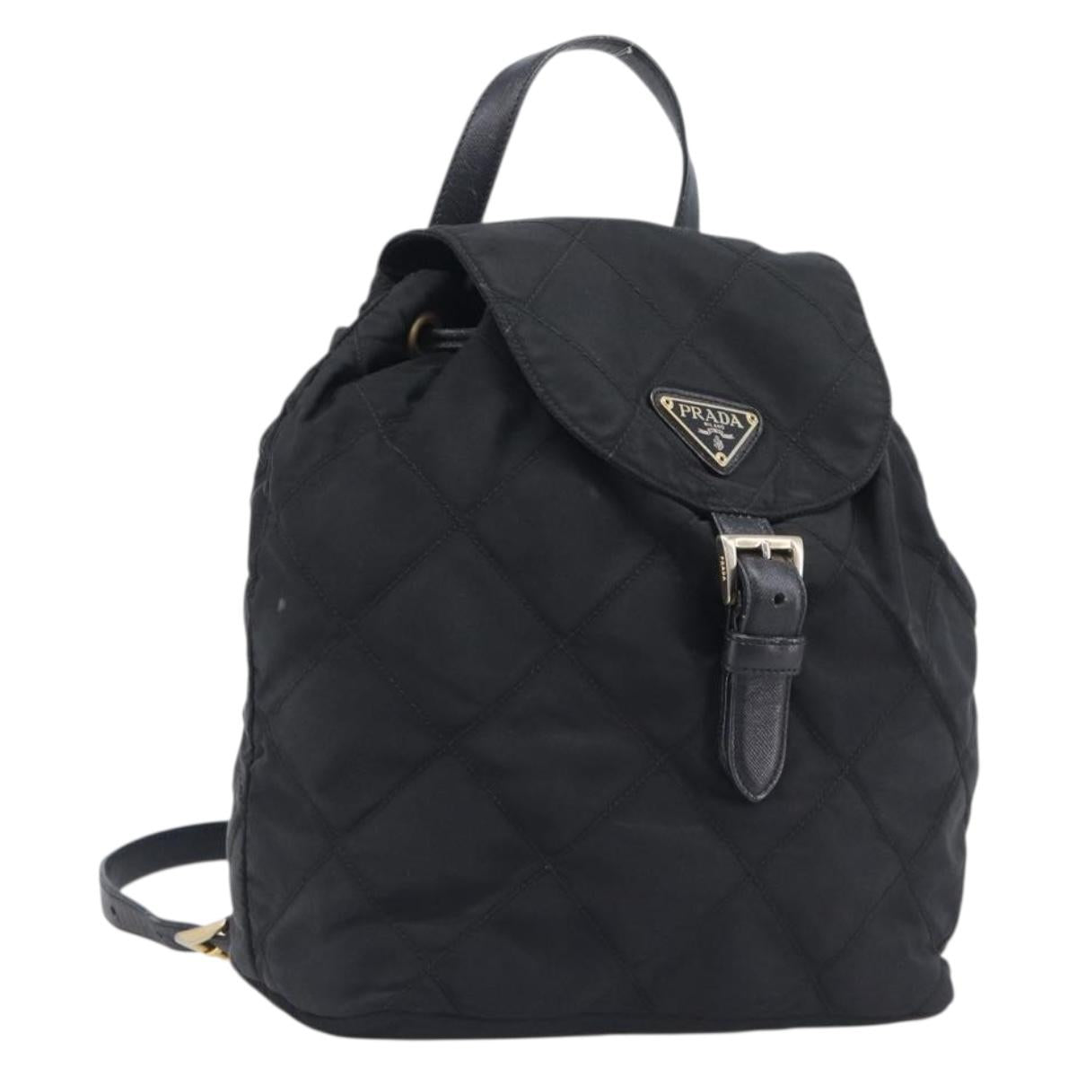 PRADA Backpack Nylon Black Gold Auth 210304