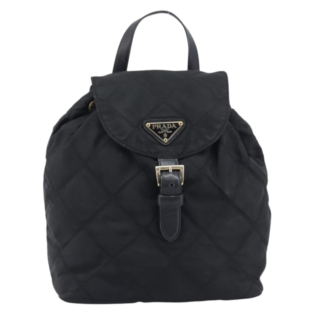 PRADA Backpack Nylon Black Gold Auth 210304