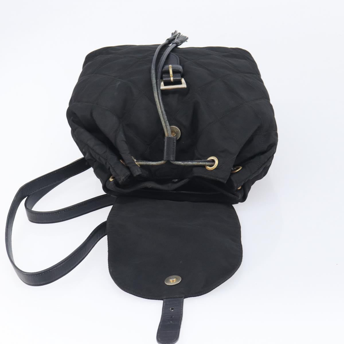 PRADA Backpack Nylon Black Gold Auth 210304