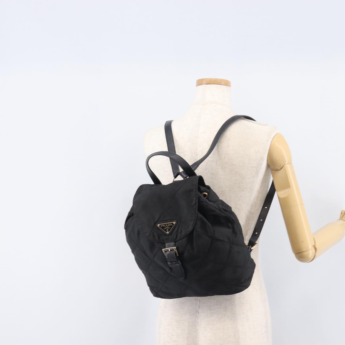 PRADA Backpack Nylon Black Gold Auth 210304