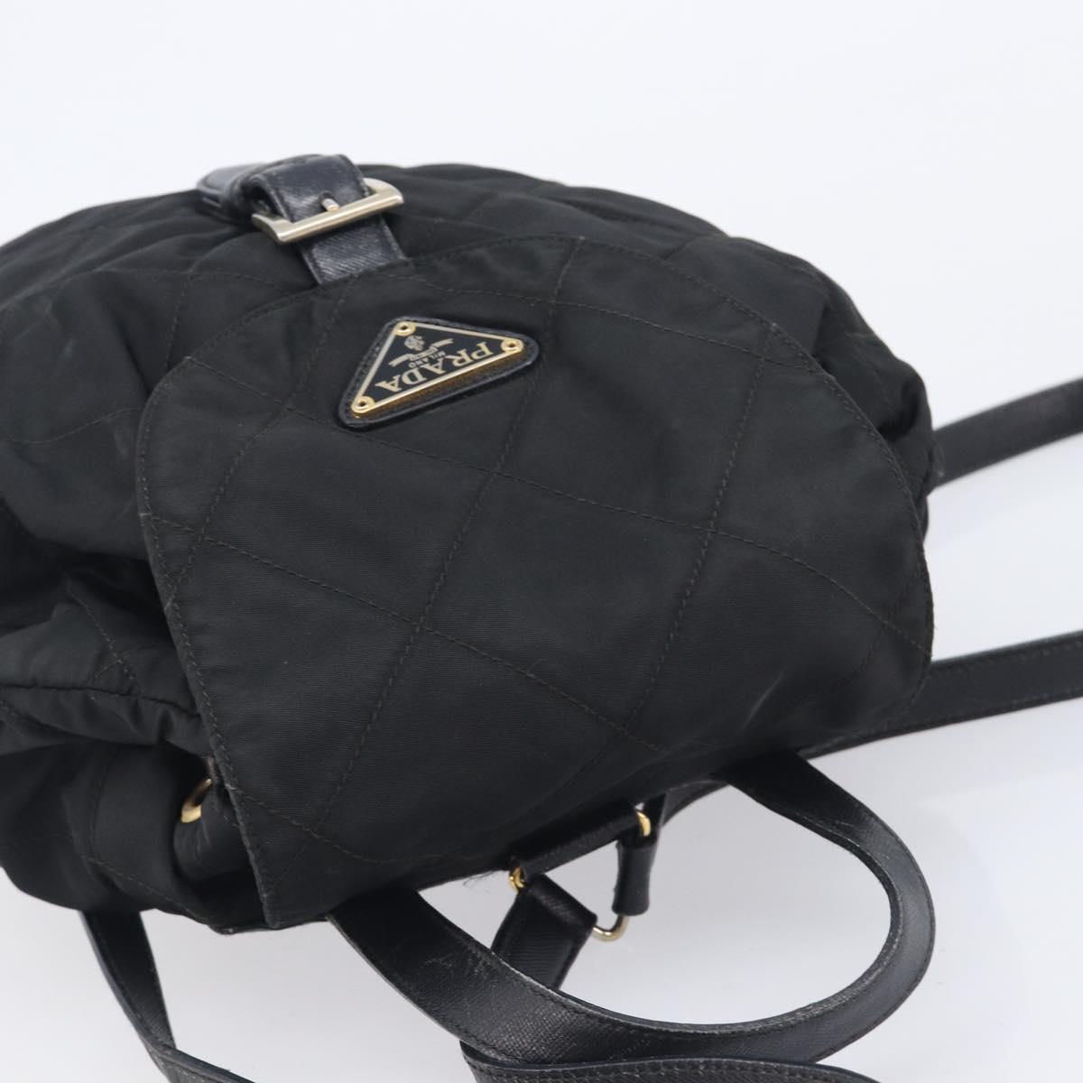 PRADA Backpack Nylon Black Gold Auth 210304