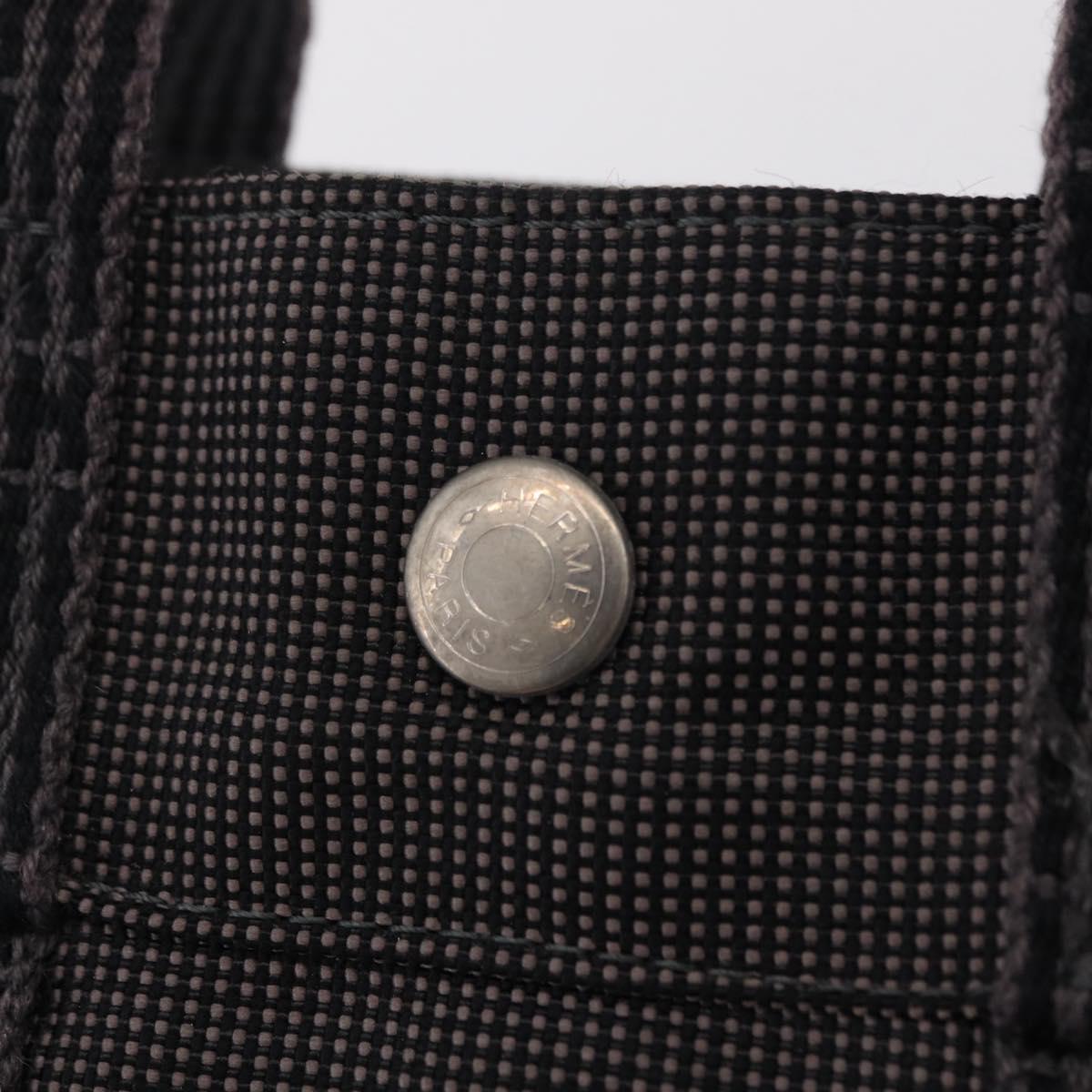 HERMES Her Line PM Hand Bag Canvas Gray Silver Auth 210312