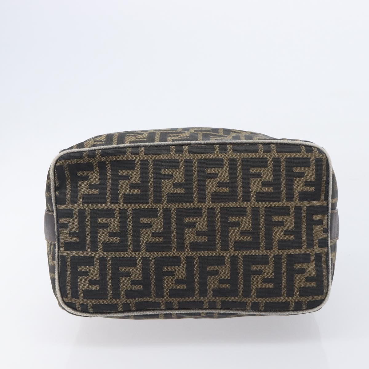 FENDI Zucca Canvas Vanity Hand Bag Black Brown Auth 210314