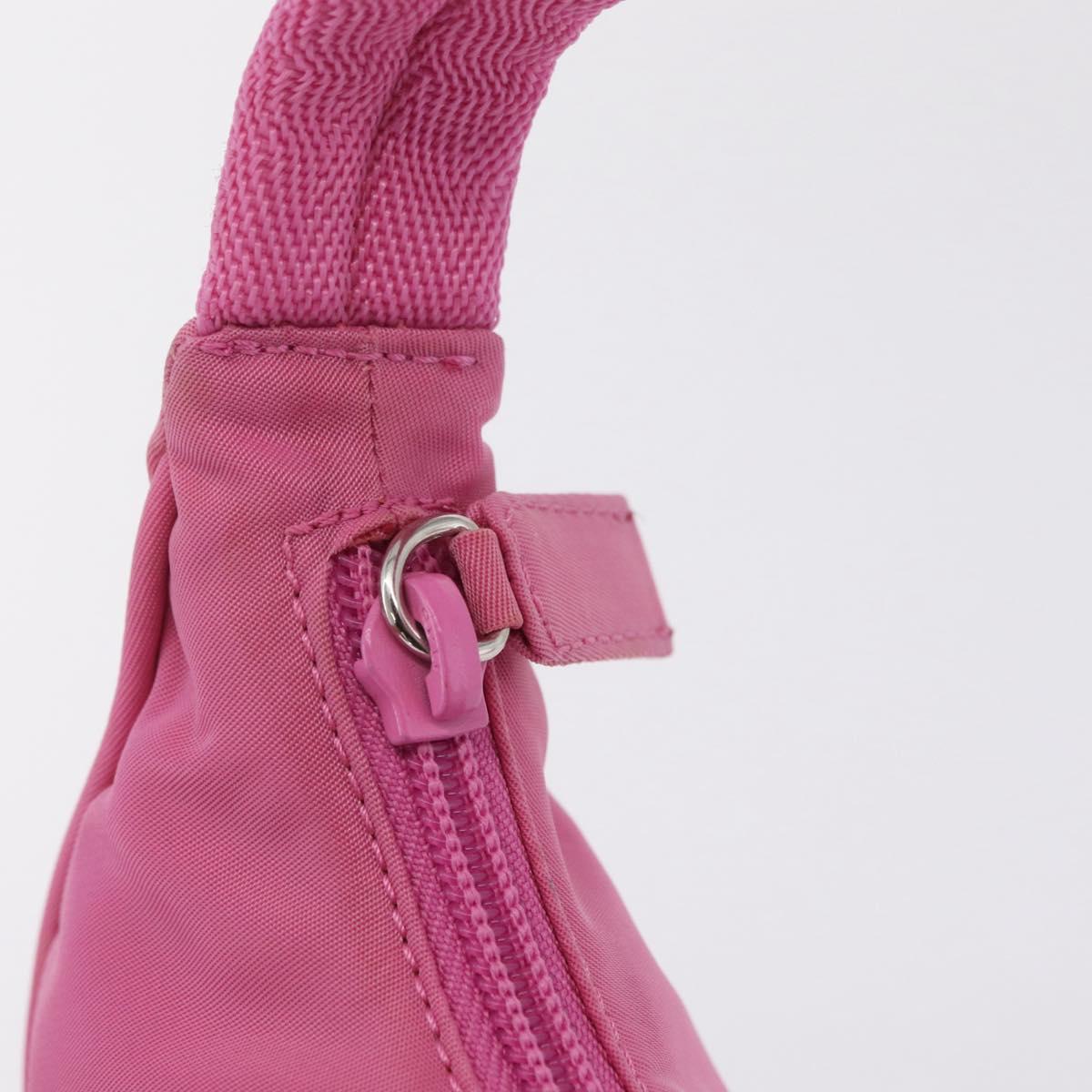PRADA Hand pouch Hand Bag Nylon Pink Silver Auth 210315A