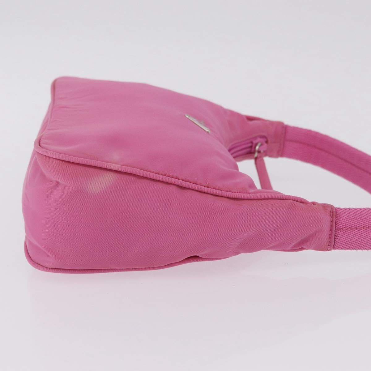 PRADA Hand pouch Hand Bag Nylon Pink Silver Auth 210315A