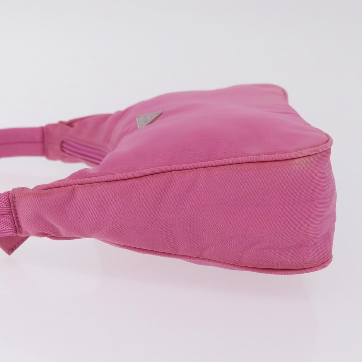 PRADA Hand pouch Hand Bag Nylon Pink Silver Auth 210315A