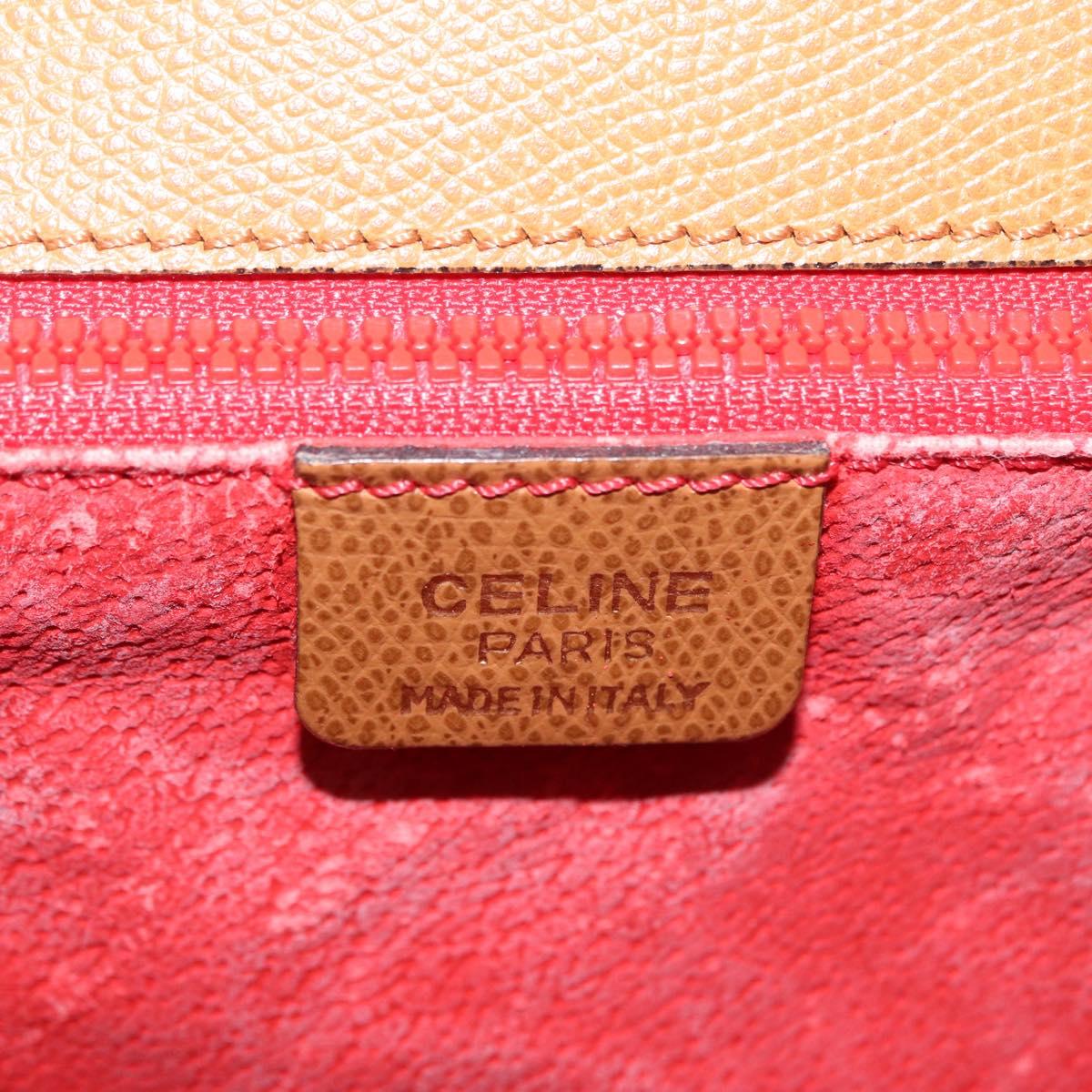 CELINE Hand Bag Leather 2way Beige Gold Auth 210316