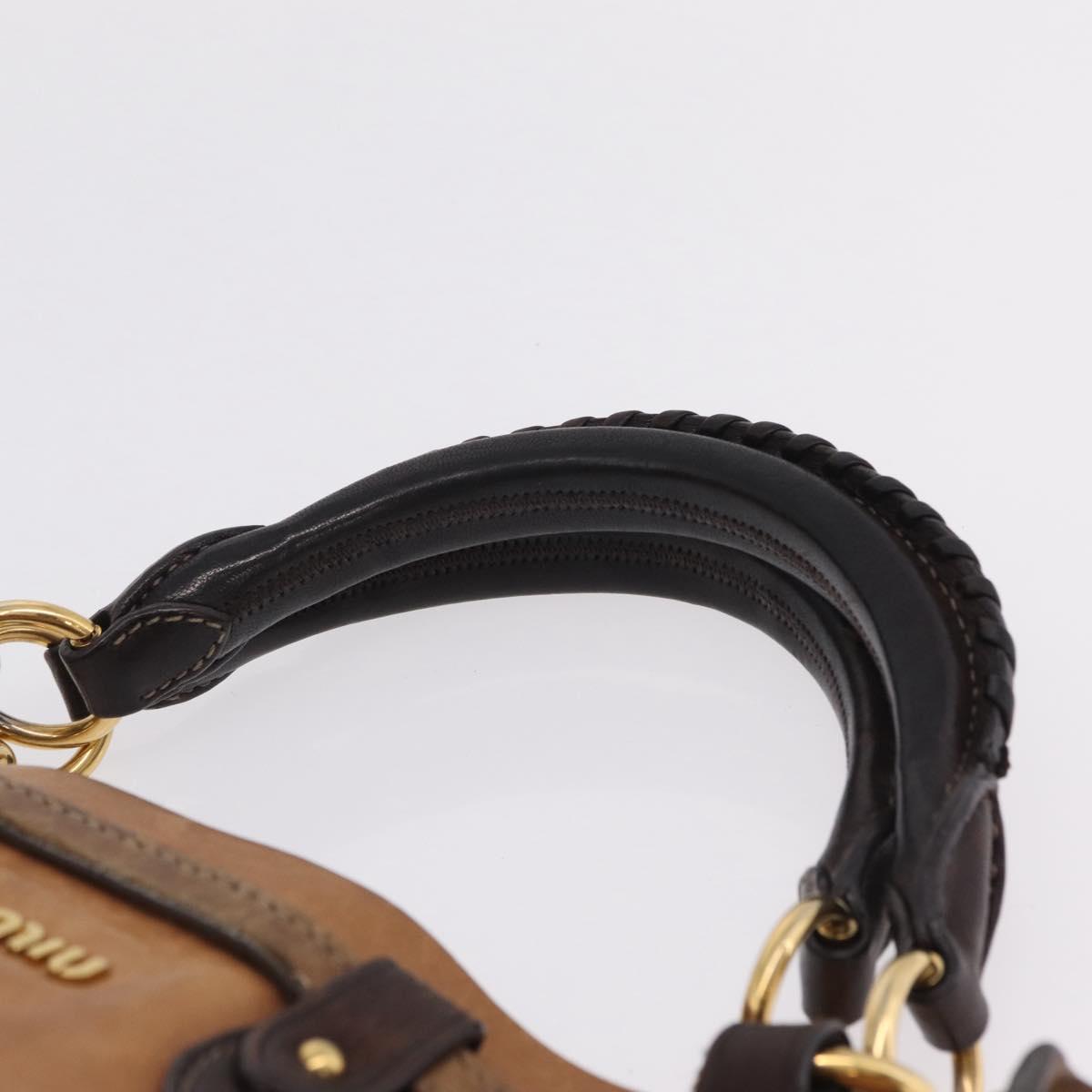 Miu Miu Hand Bag Leather Brown Gold Auth 210317