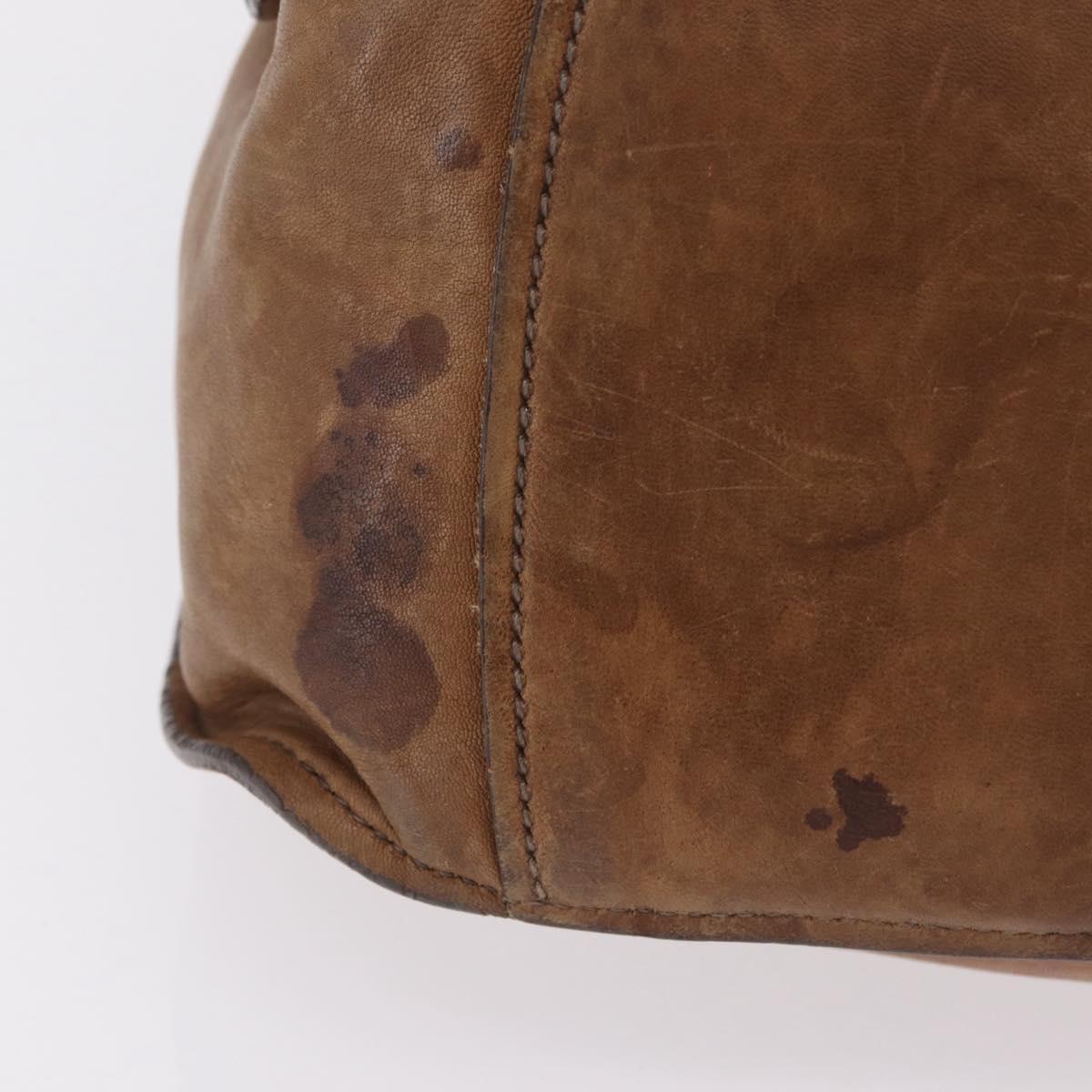 Miu Miu Hand Bag Leather Brown Gold Auth 210317